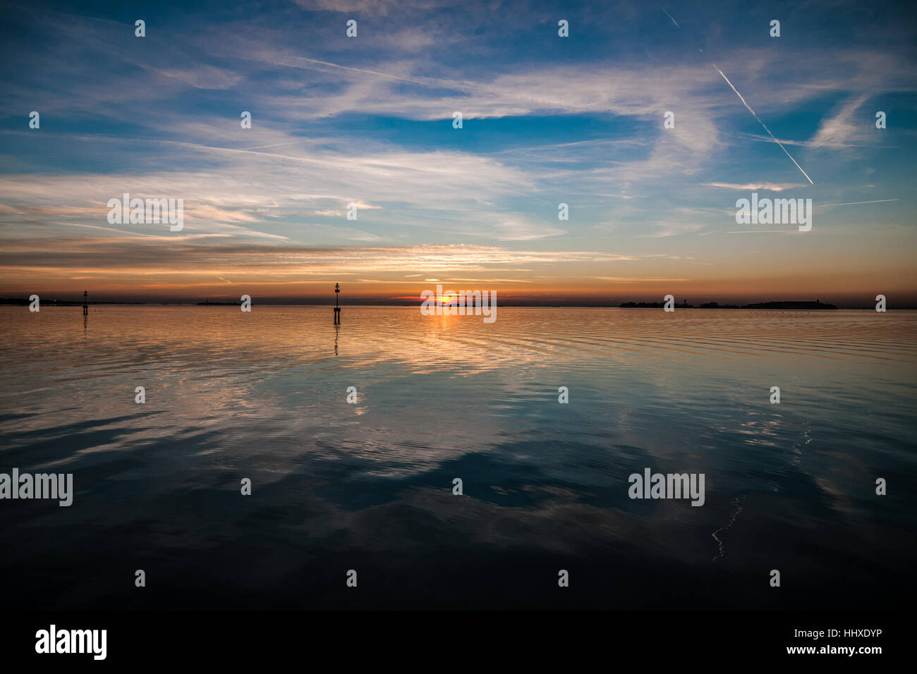 Sunset in the lagoon of Venice Stock Photo - Alamy