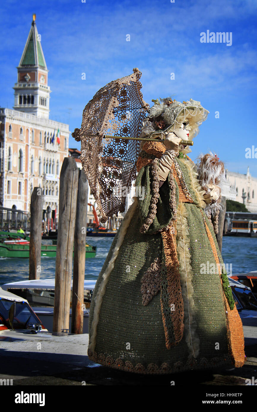 Venice carnival costume and mask. Stock Photo