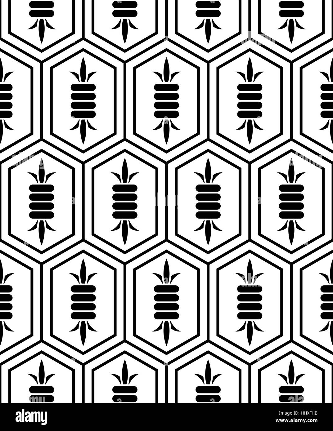 Traditional Japanese style 'Kikko' (Tortoise shell plate armour of the samurai) - Elongated hexagon tile pattern Stock Vector