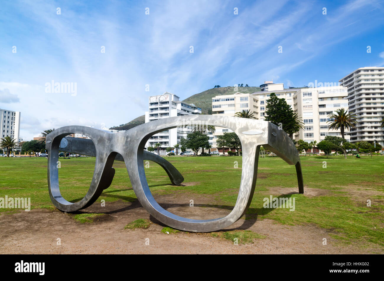 'Perceiving Freedom' art installation by artist Michael Elion, at Sea Point promenade, Cape Town, South Africa Stock Photo