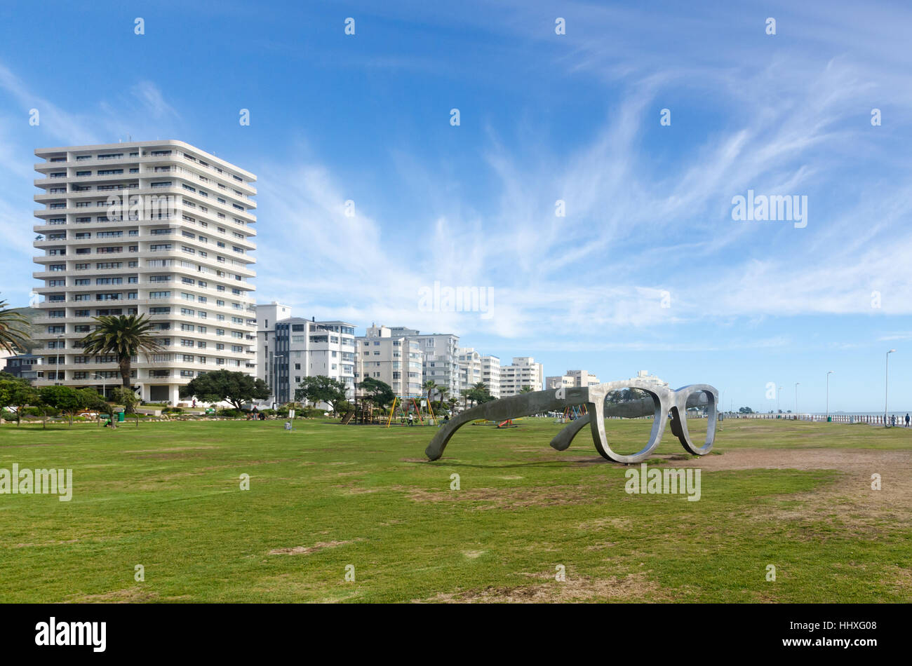 'Perceiving Freedom' art installation by artist Michael Elion, at Sea Point promenade, Cape Town, South Africa Stock Photo