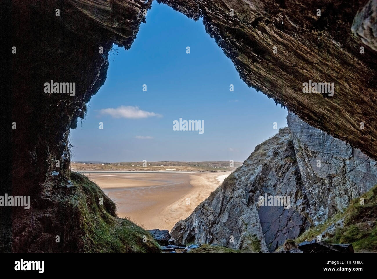 View from one of the caves of Maghera beach, Ardara, County Donegal, Ireland Stock Photo