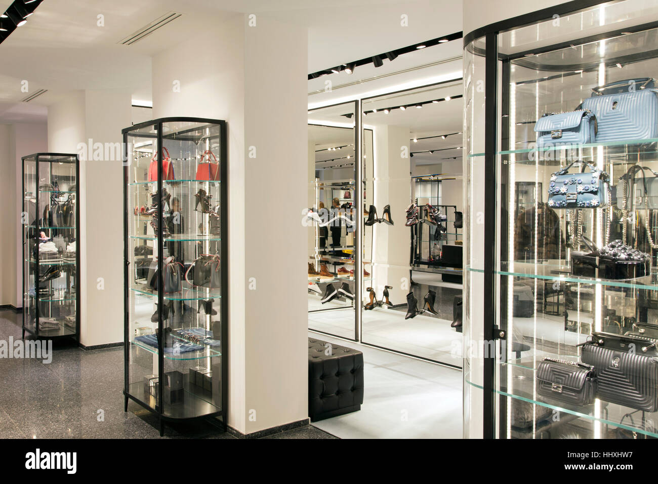 Interior of a contemporary luxury fashion store Stock Photo