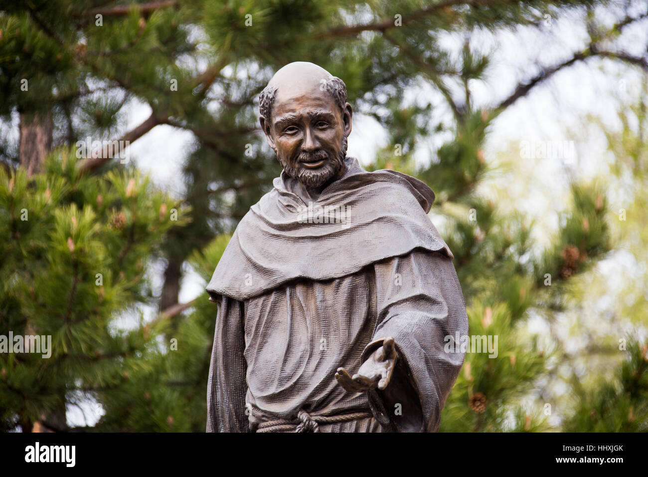 Statue of Archbishop Lamy at the Cathedral Basilica of St Francis of Assisi, Santa Fe, New Mexico Stock Photo