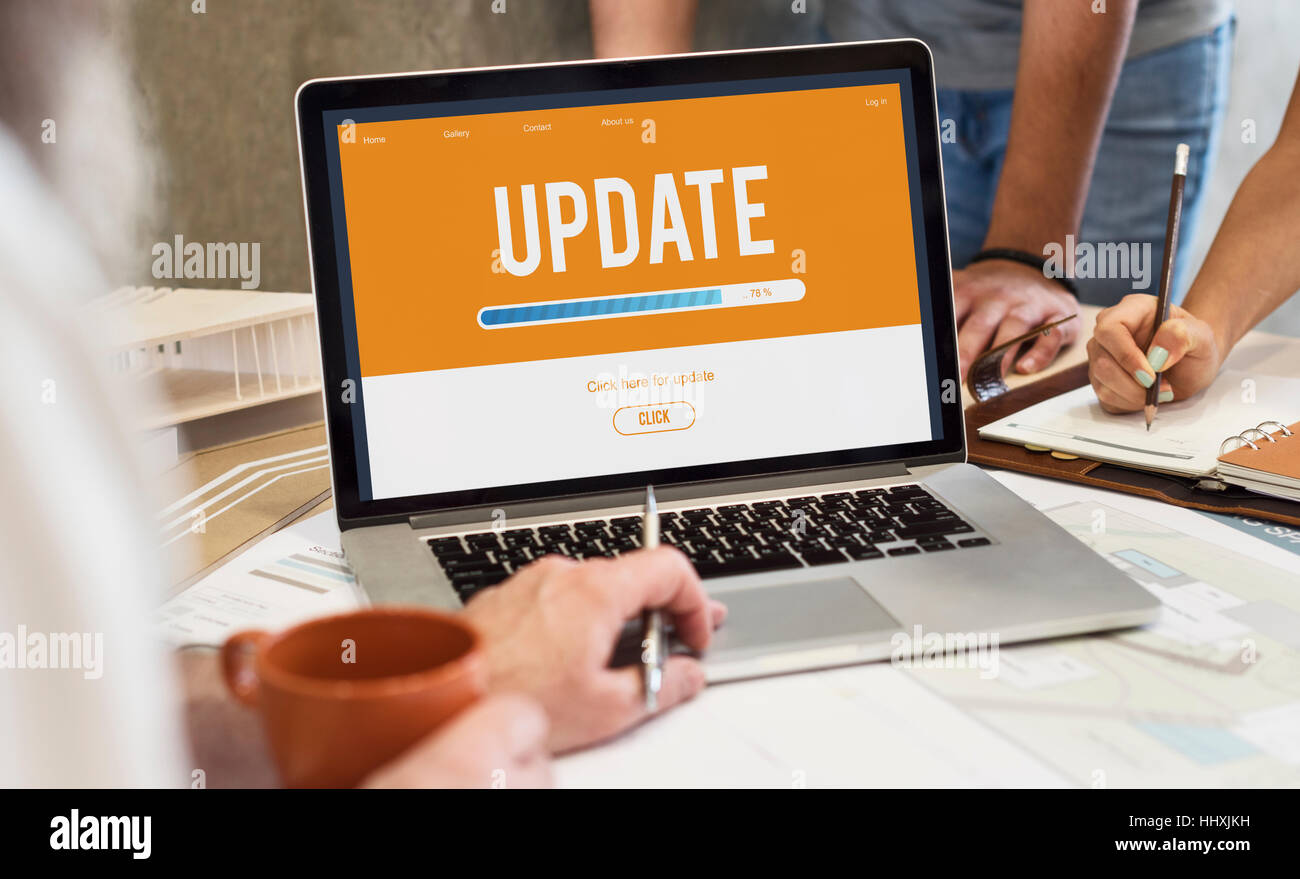 Program Update Photo Software update man writing hi-res stock photography and images - Alamy