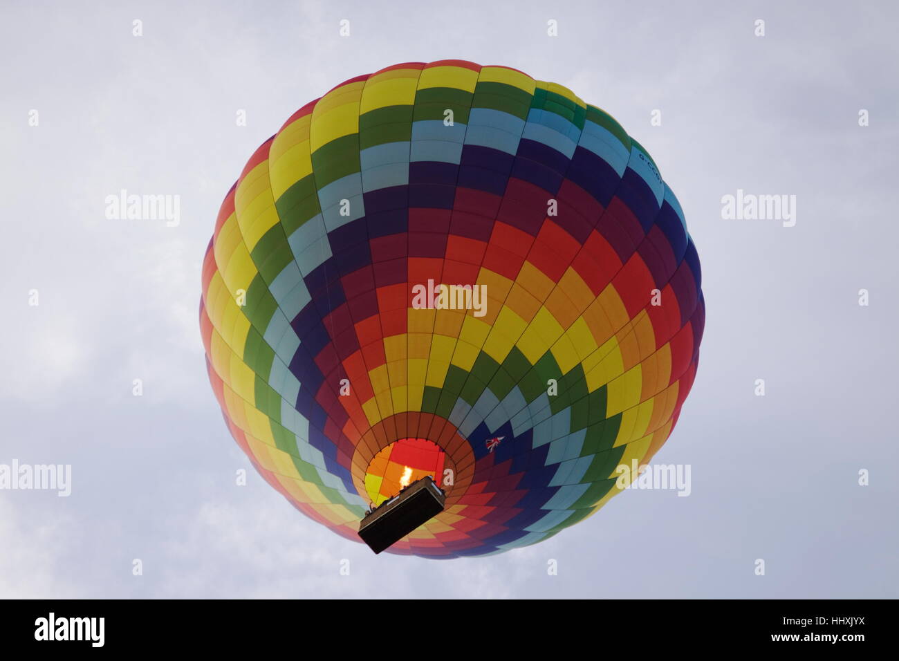 Colourful hot air balloon in the sky Basingstoke Hampshire England