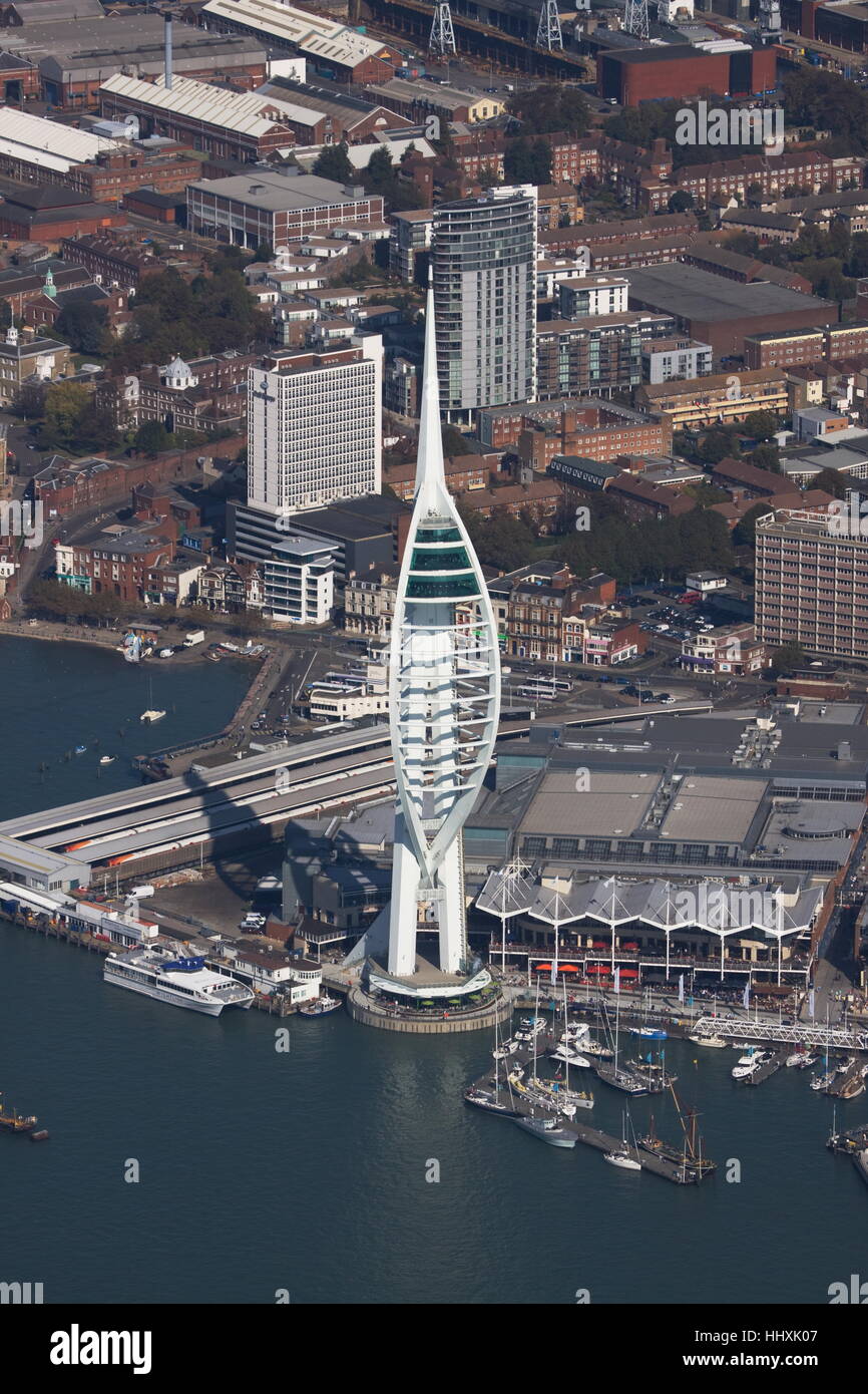 Aerial  view Spinnaker Tower Portsmouth Hampshire England Stock Photo