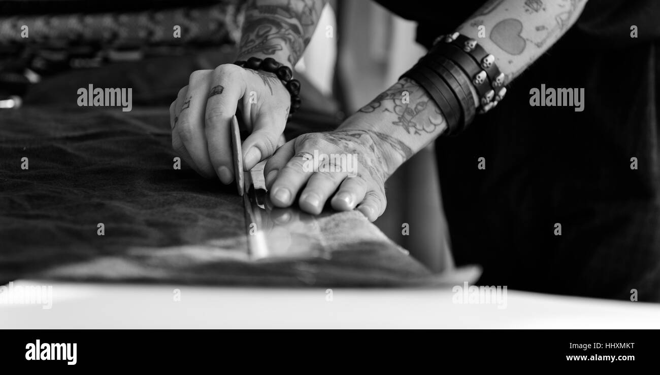 Fashion Designer Cutting Tailor Made Concept Stock Photo Alamy
