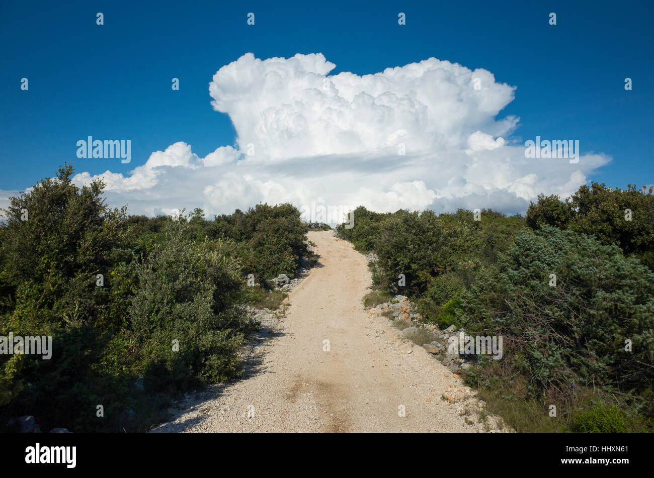 Dalmatia Croatia. Beautiful nature and landscape photo of warm summer day. White clouds and blue sky.Nice happy outdoors image. Stock Photo