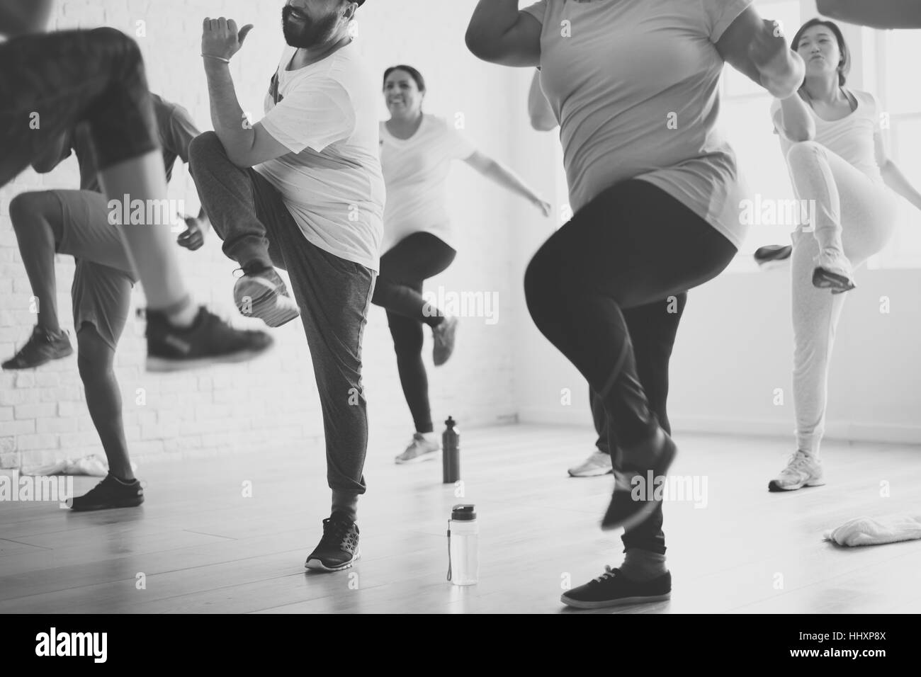 Exercise class aerobic Black and White Stock Photos & Images - Alamy