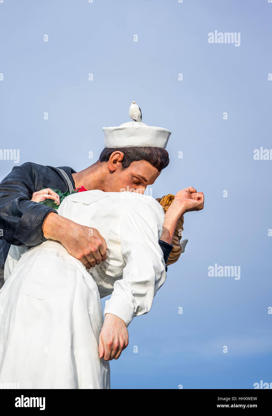 Close up of the Unconditional Surrender Statue at Tuna Harbor in downtown San Diego, California. Stock Photo