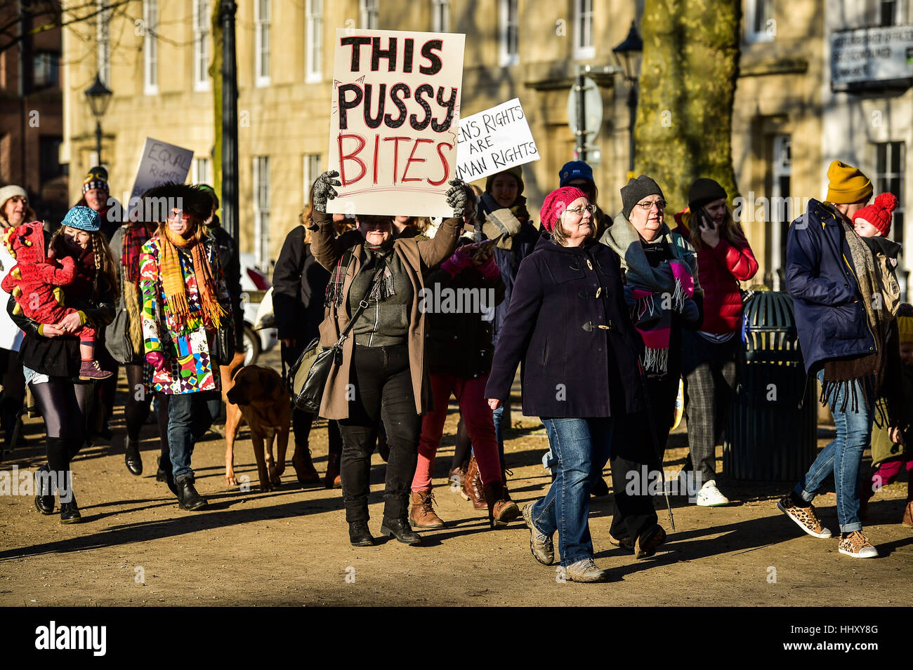 EDS NOTE LANGUAGE Protesters carry placards in Bristol in a march to ...