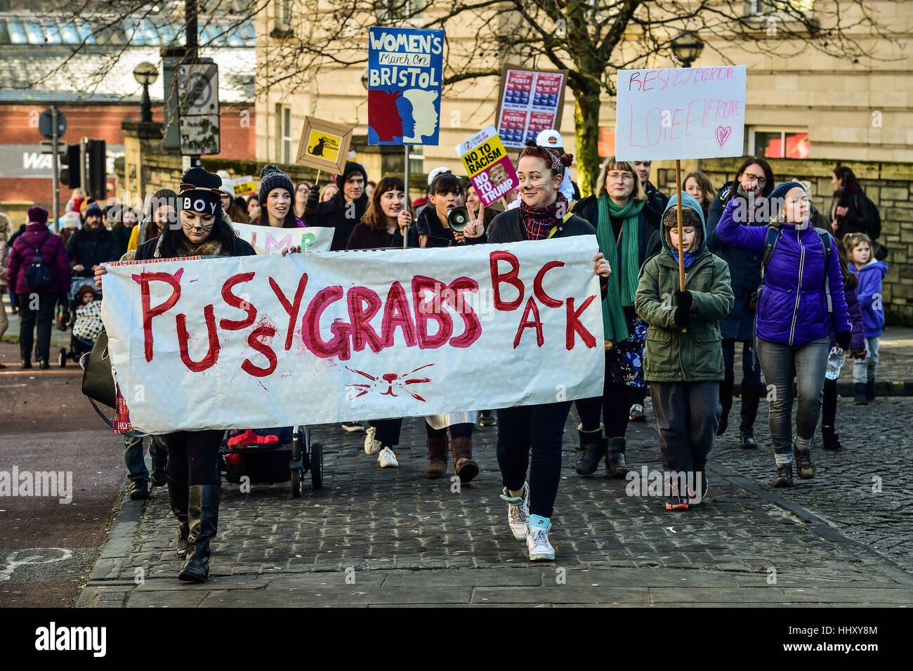EDS NOTE LANGUAGE Protesters carry placards in Bristol in a march to ...