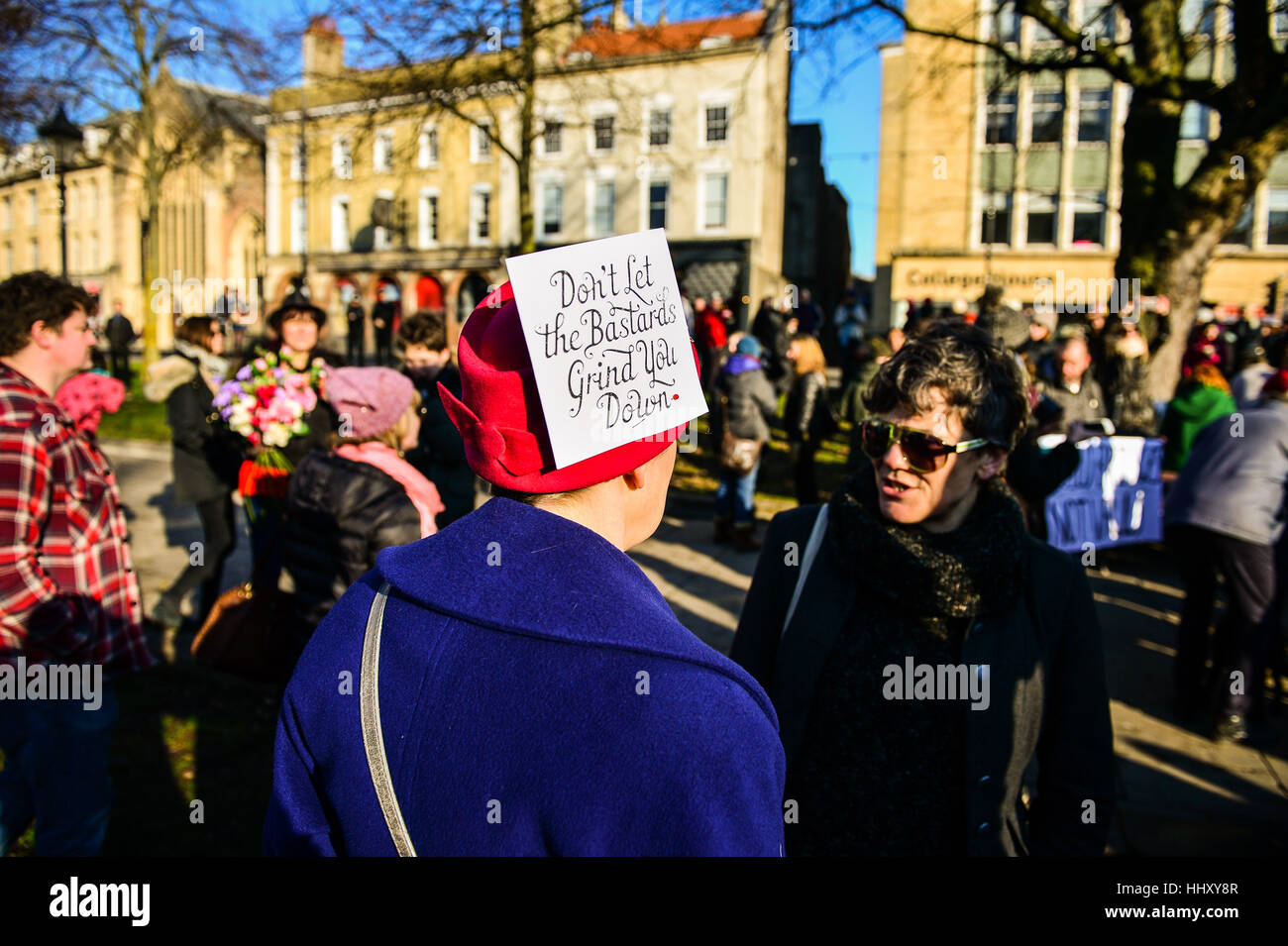 EDS NOTE LANGUAGE Protesters carry placards in Bristol in a march to ...