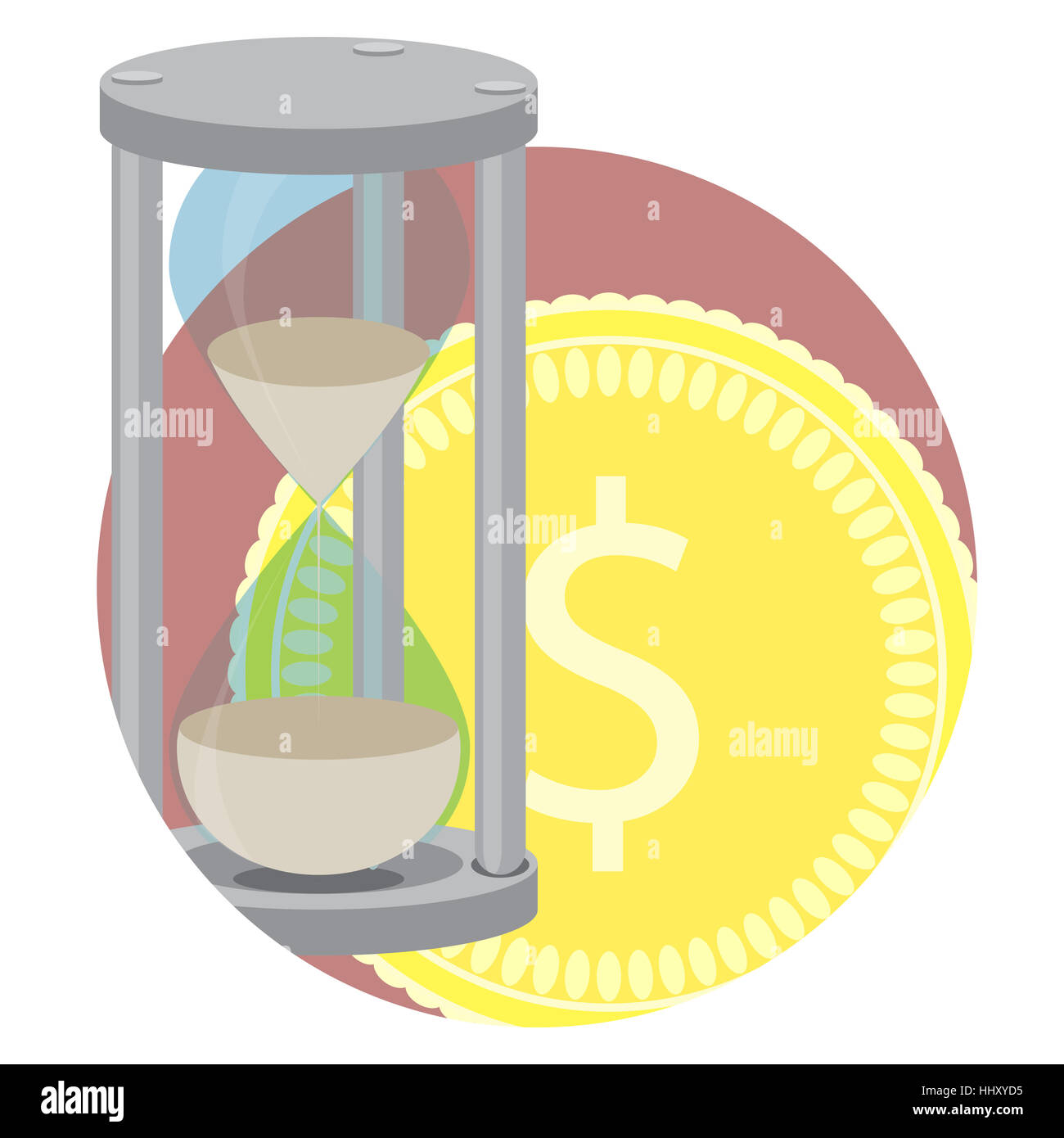 Time money business vector icon. Hourglass and income golden coin ...
