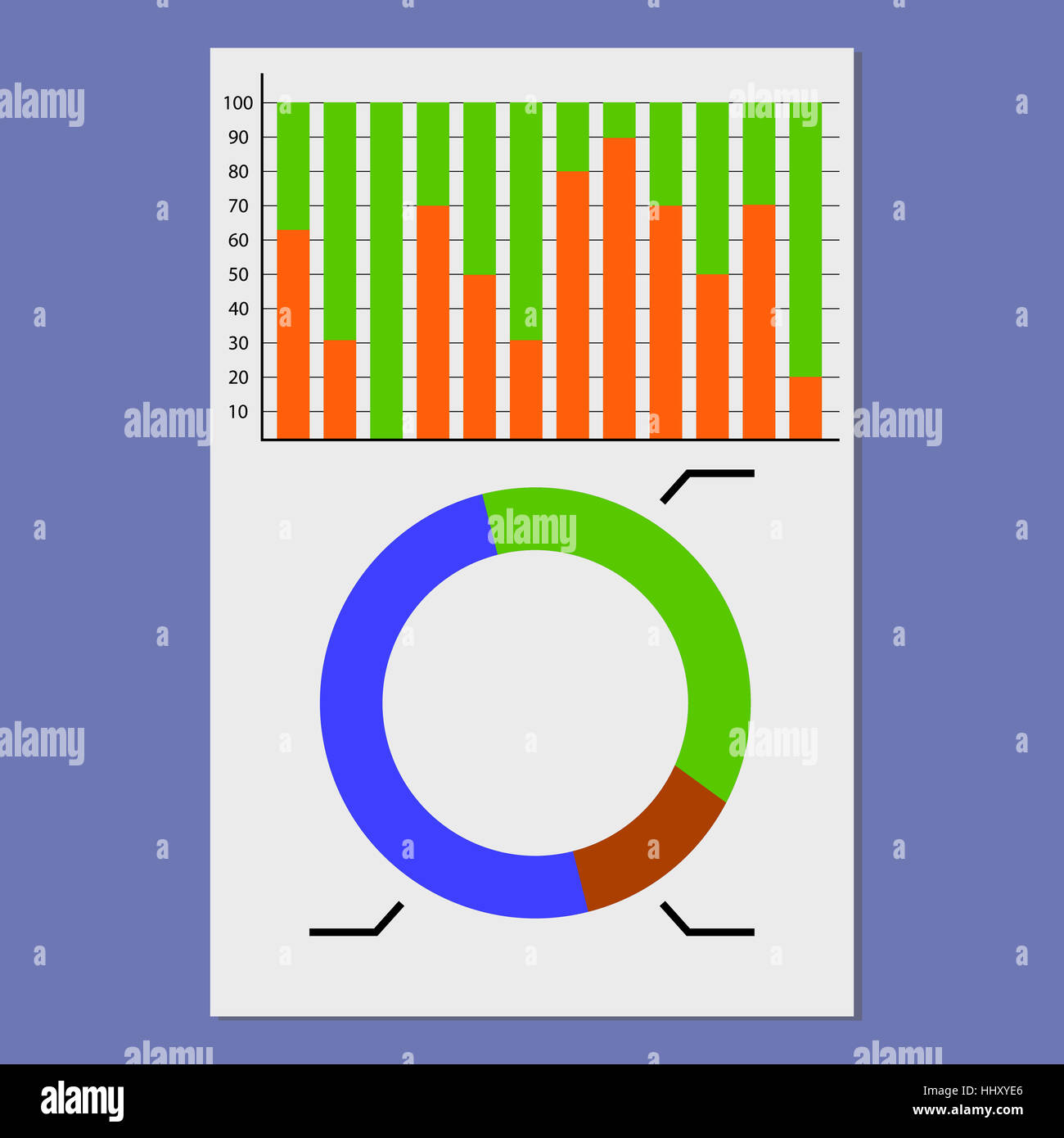 Document financial infographic. Infochart data, statistic economic graphic report. Vector illustration Stock Photo