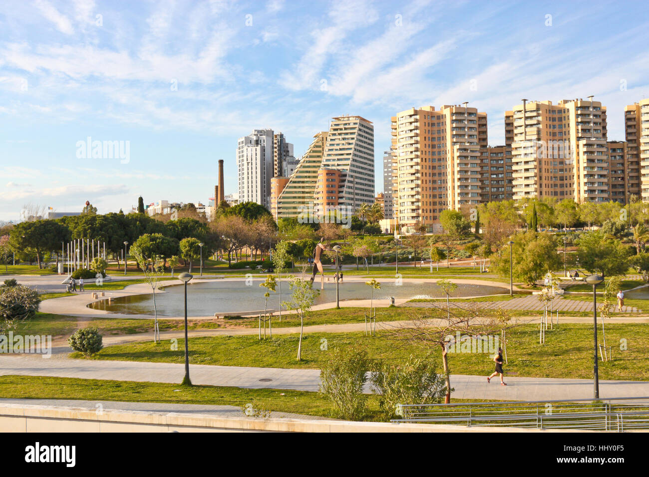 A park and residential area in Valencia, Spain Stock Photo Alamy