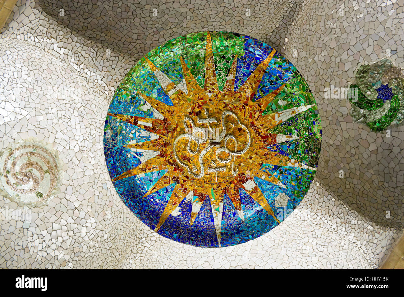 Ceiling mosaic sun park guell hi-res stock photography and images - Alamy