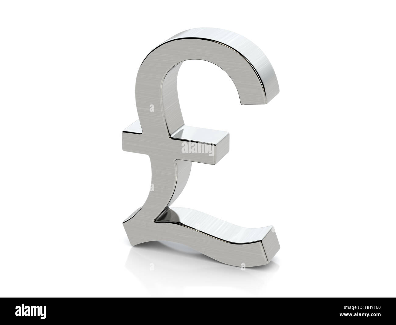 Metallic pound symbol on a white background. Stock Photo