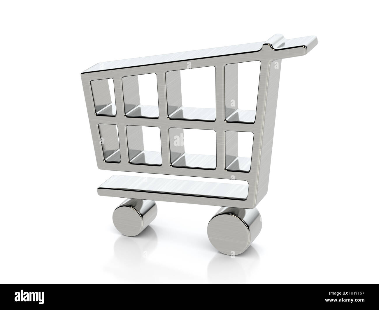 Metallic shopping cart symbol on a white background Stock Photo - Alamy