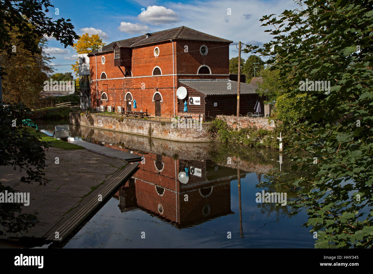 The Quay Theatre on an inlet of  the river Stour, Sudbury, Suffolk Stock Photo