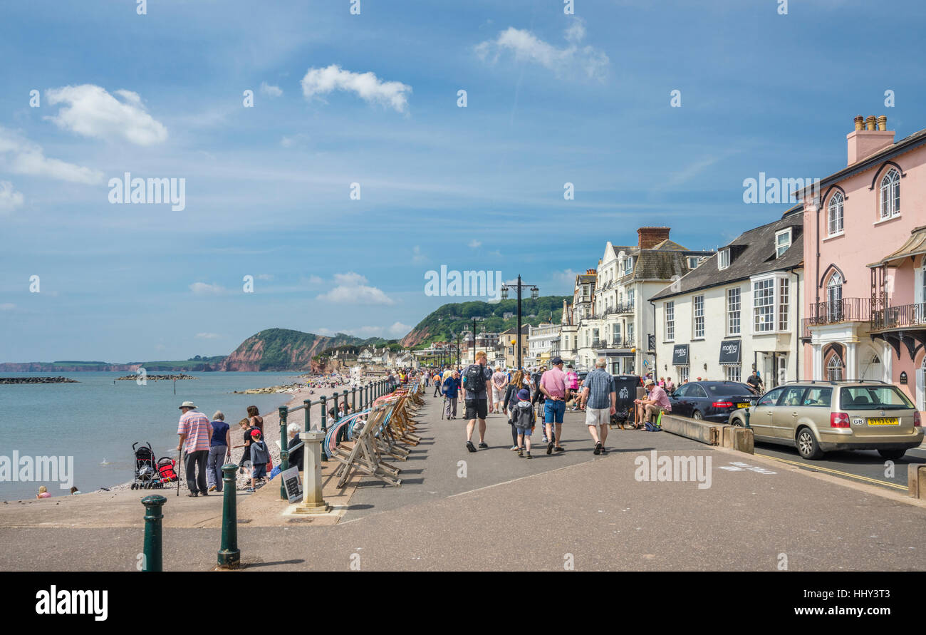 Great Britain, South West England, East Devon, Sidmouth, view of the Esplanade and beach front Stock Photo
