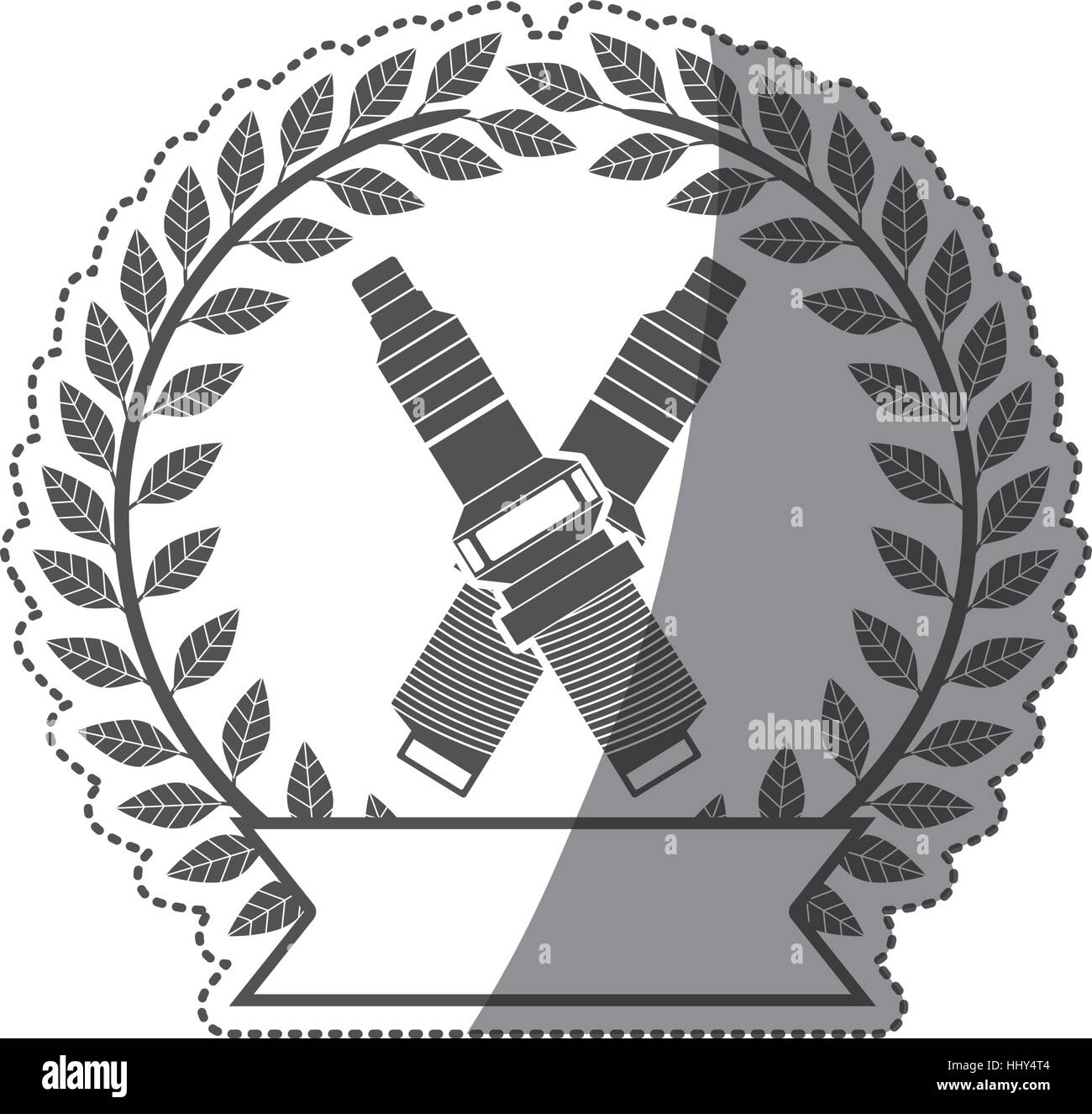 sticker prize of spark plug in monochrome with olive branch and ribbon ...