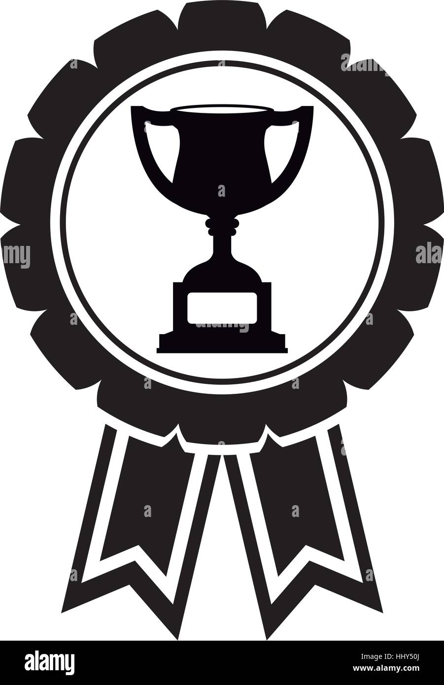monochrome medal with trophy cup vector illustration Stock Vector Image ...