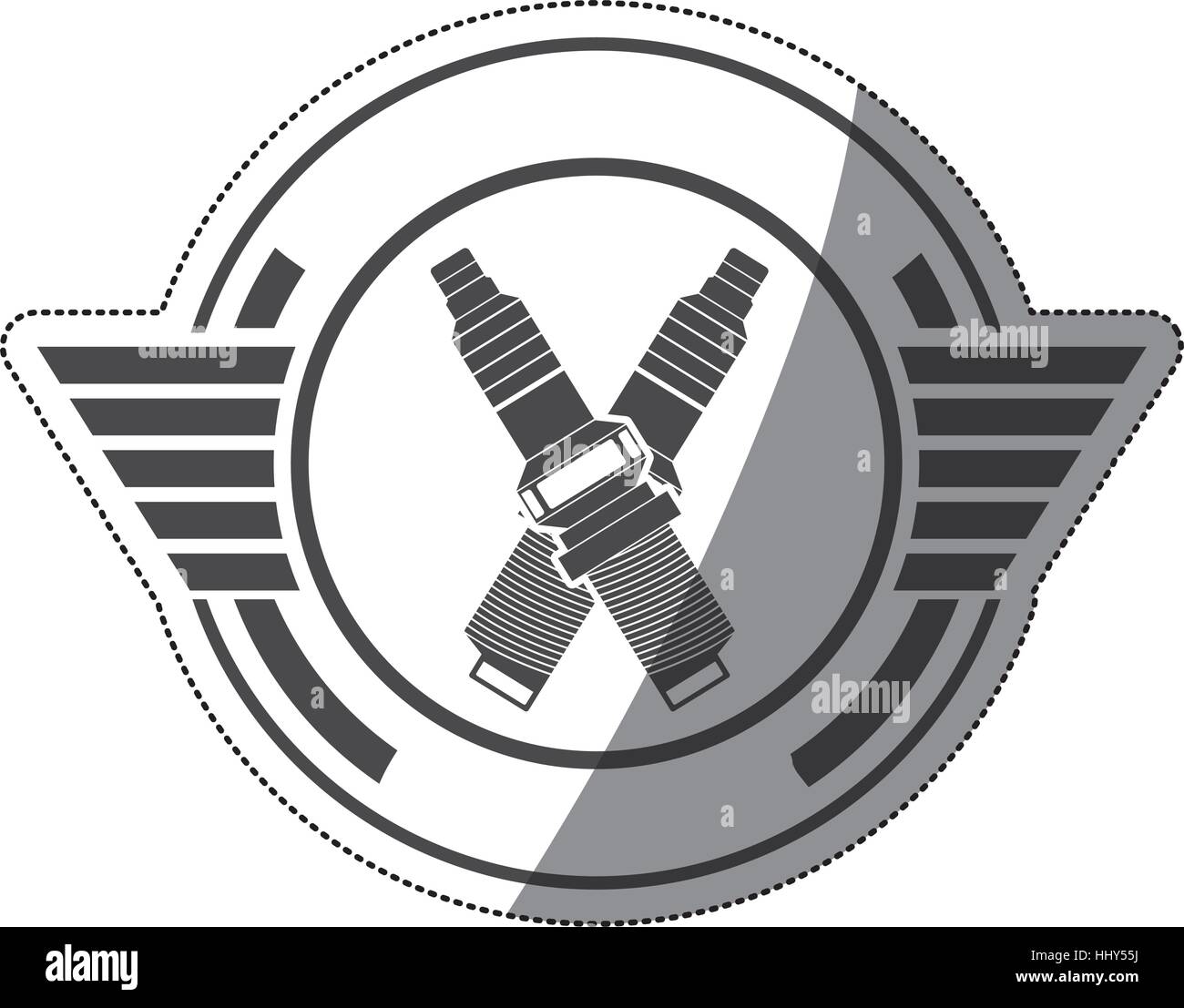 Spark plug monochrome sticker black Stock Vector Images - Alamy