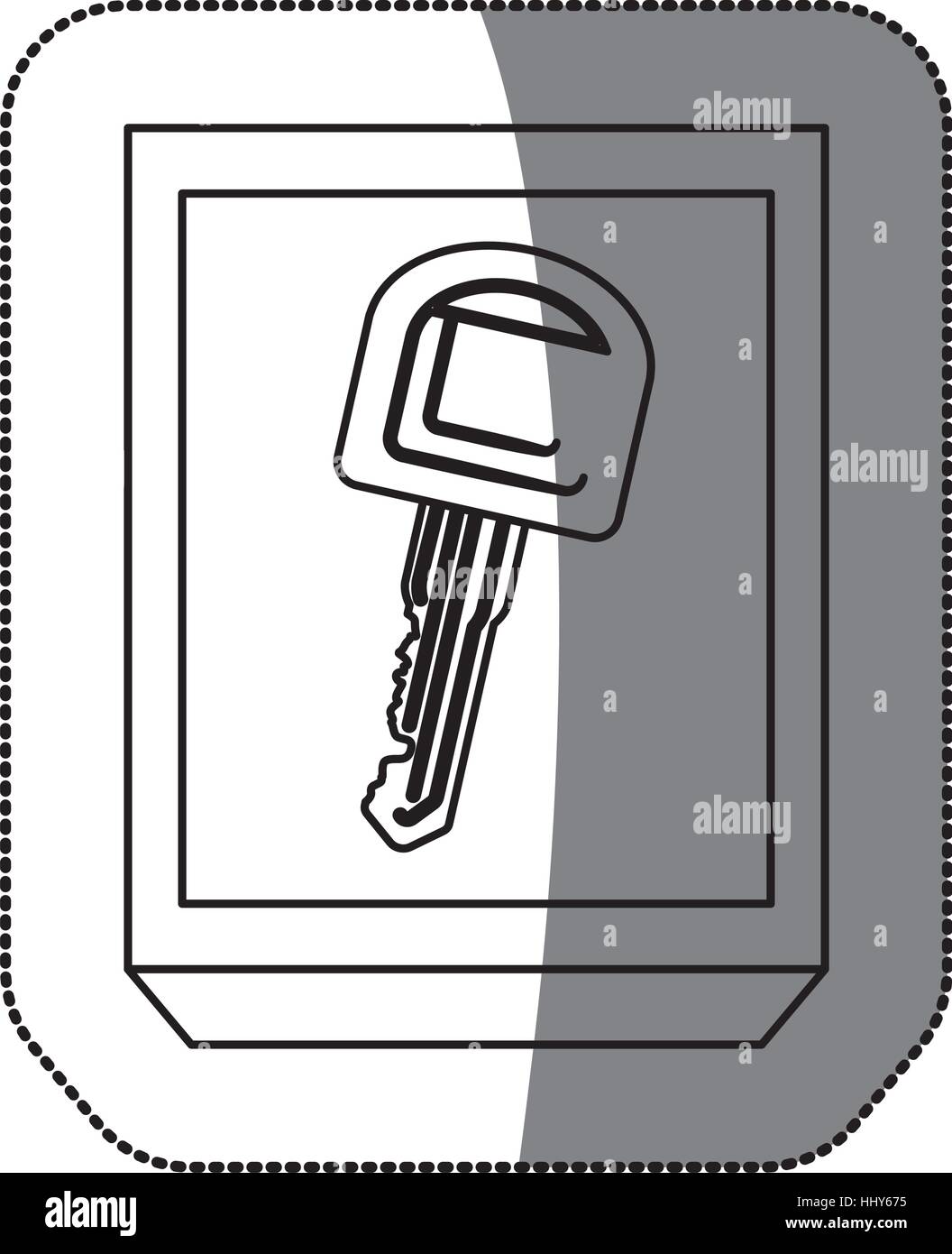 silhouette curved rectangle with key vector illustration Stock Vector ...