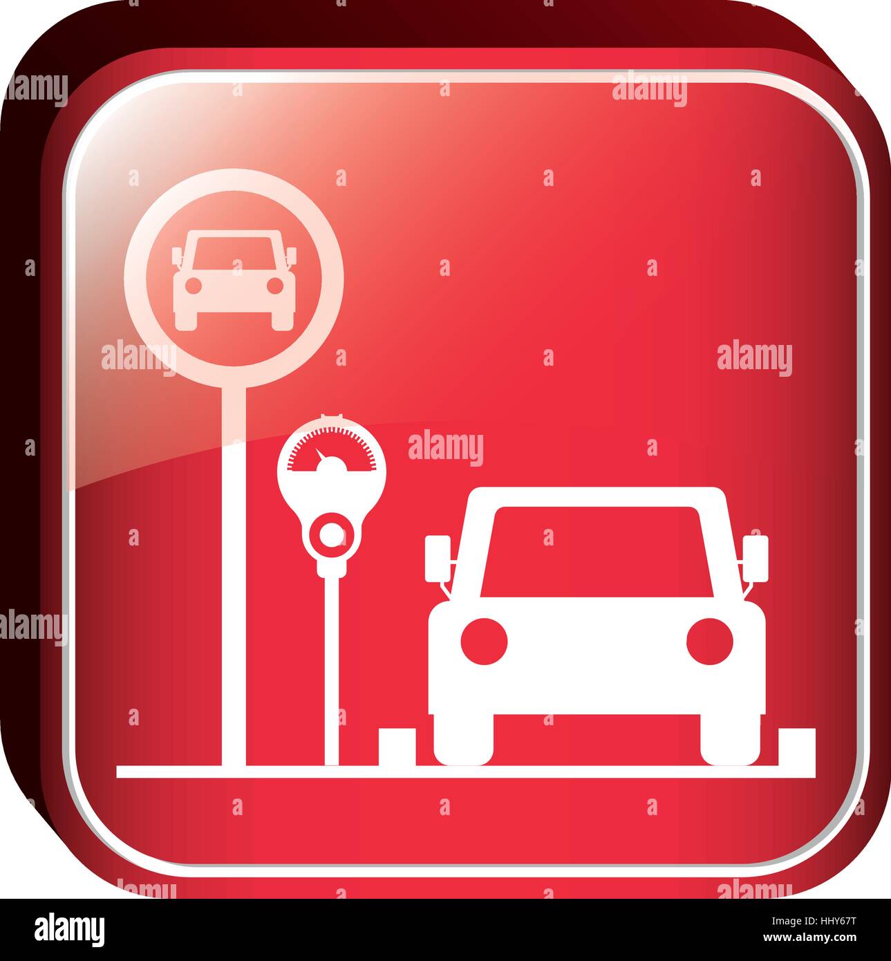 square button parking area for vehicles with parking meter vector illustration Stock Vector