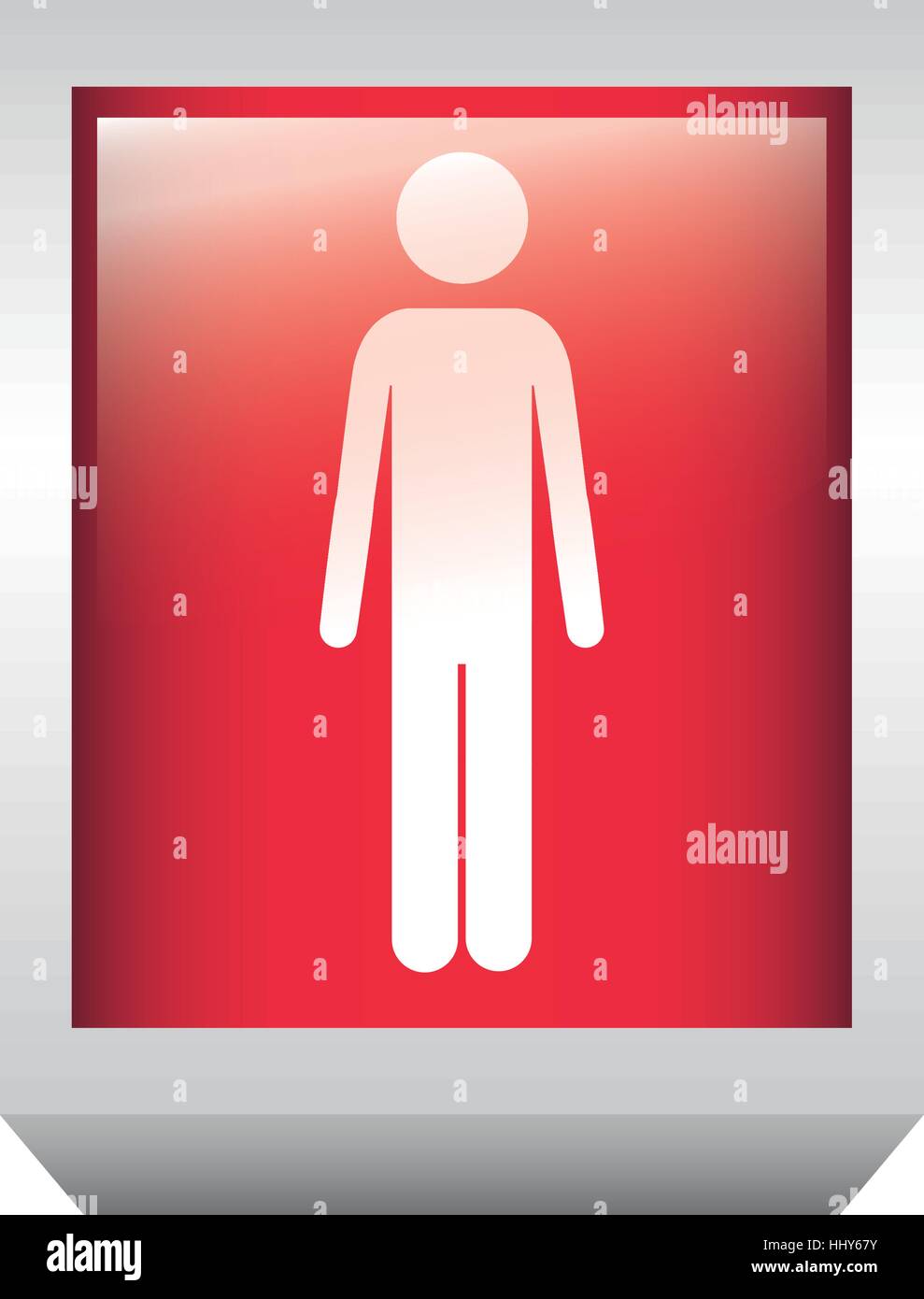 3d rectangle button with person silhouette vector illustration Stock ...