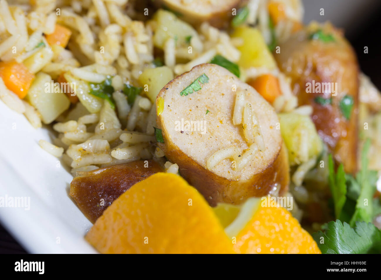New Orleans style Sausage Jambalaya dish Stock Photo Alamy