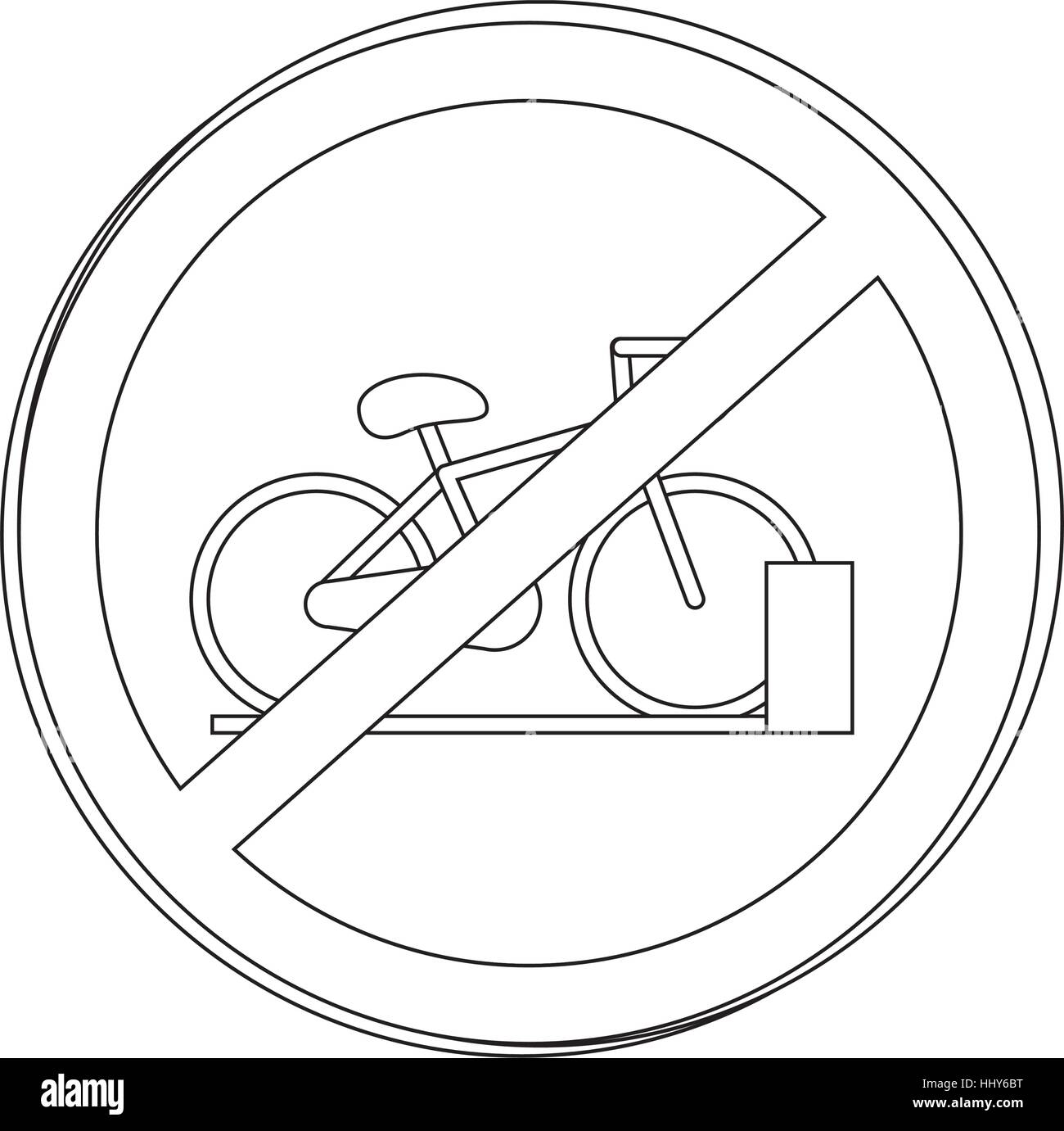 silhouette circular contour road sign prohibited parking area for