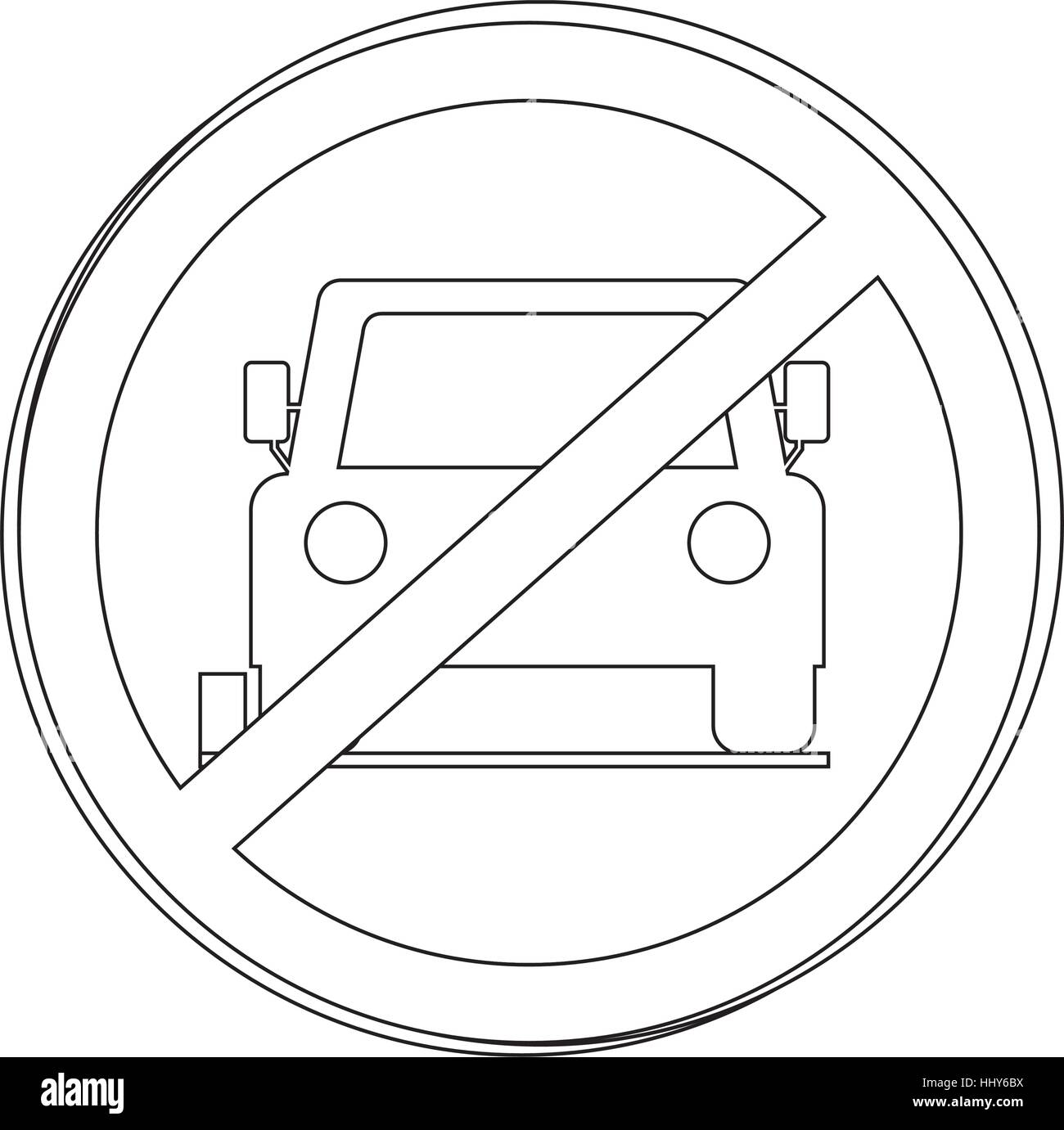 silhouette circular contour road sign prohibited parking area for cars