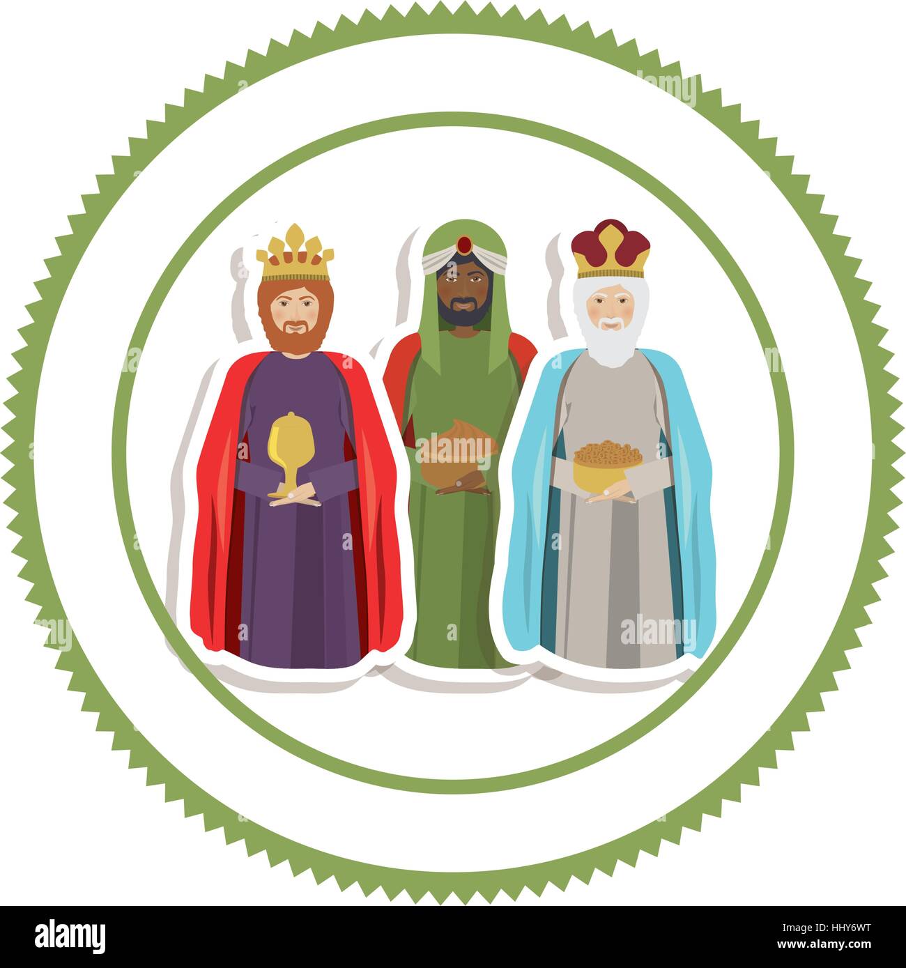 sticker border with the three wise men vector illustration Stock Vector ...