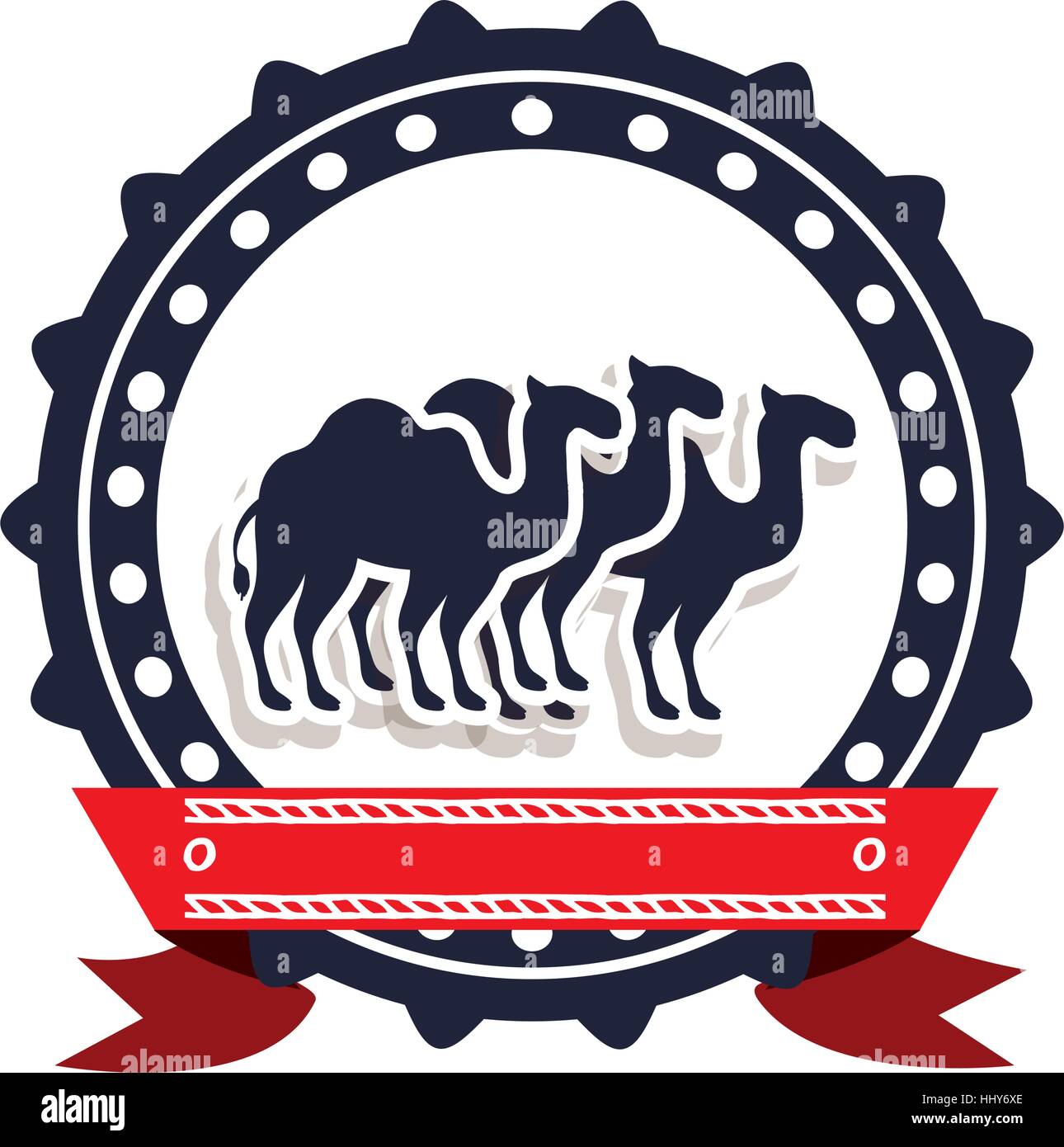 border insignia with camels and label vector illustration Stock Vector ...