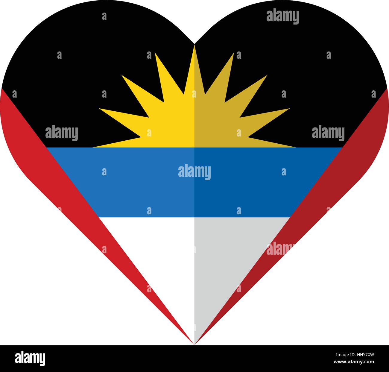 Vector image of the Antigua and Barbuda flat heart flag Stock Vector