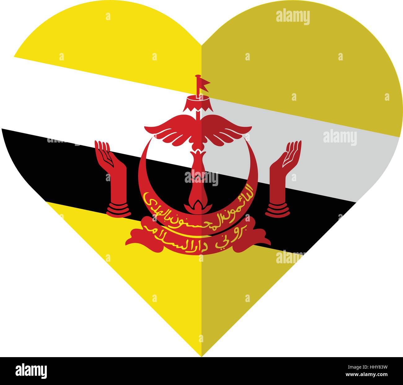 Vector image of the Brunei flat heart flag Stock Vector
