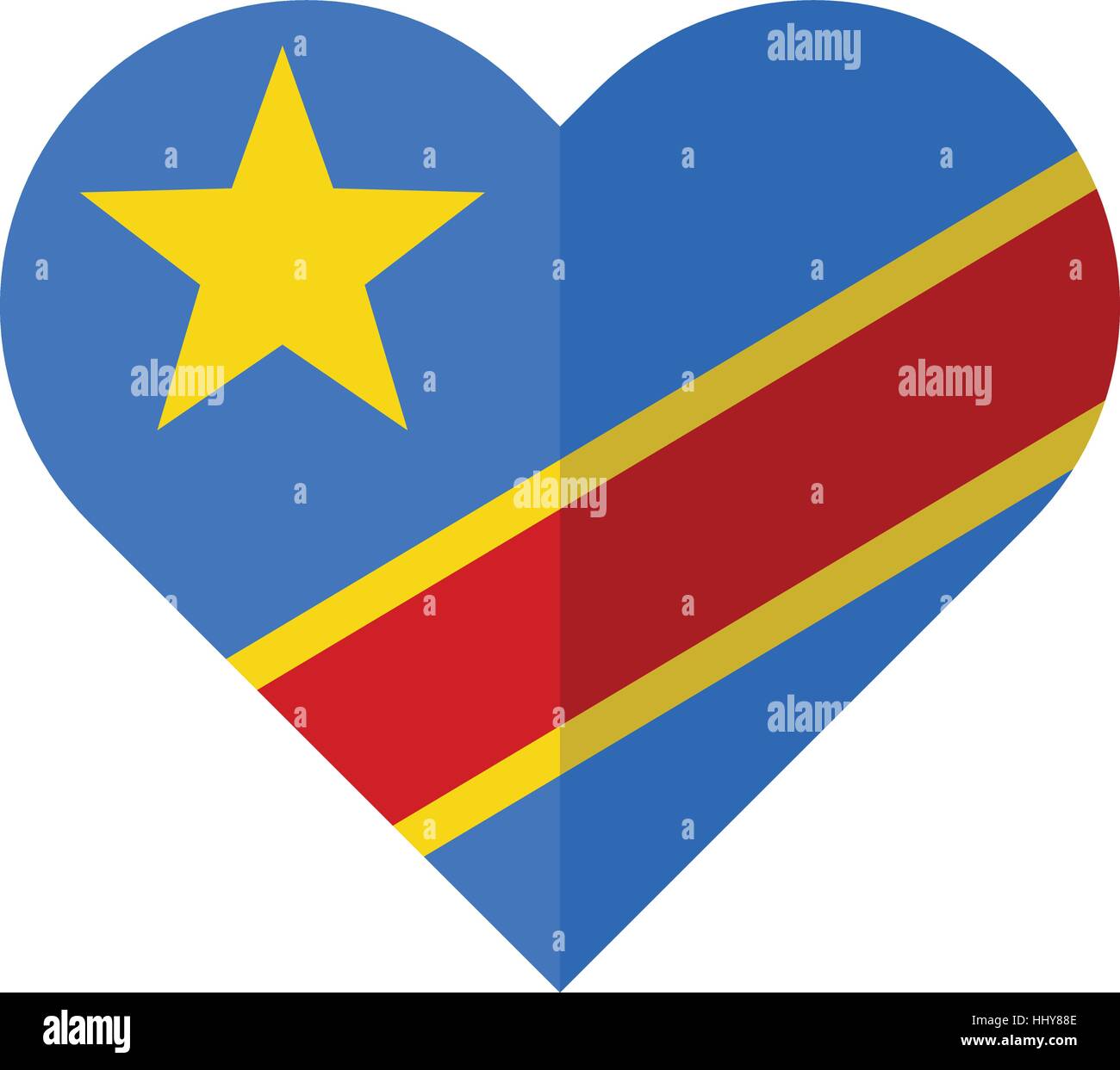 Vector image of the Democratic Republic of Congo flat heart flag Stock Vector