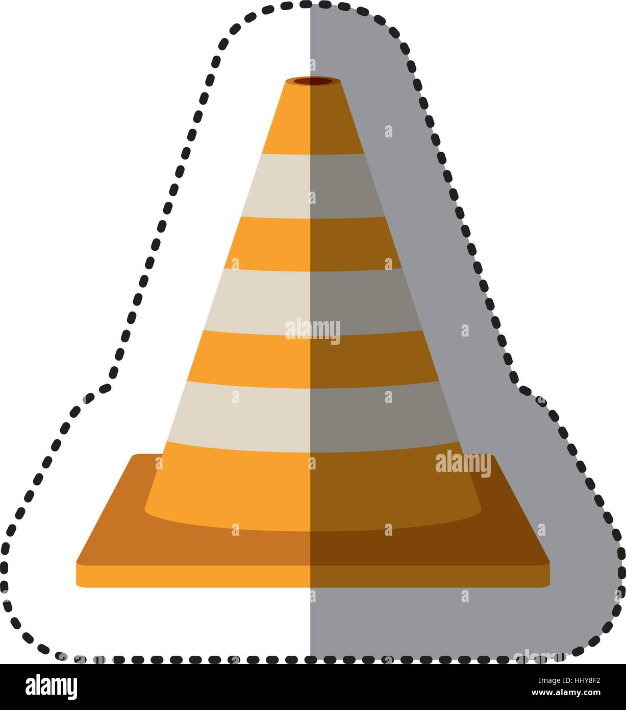 dotted sticker striped traffic cone vector illustration Stock Vector