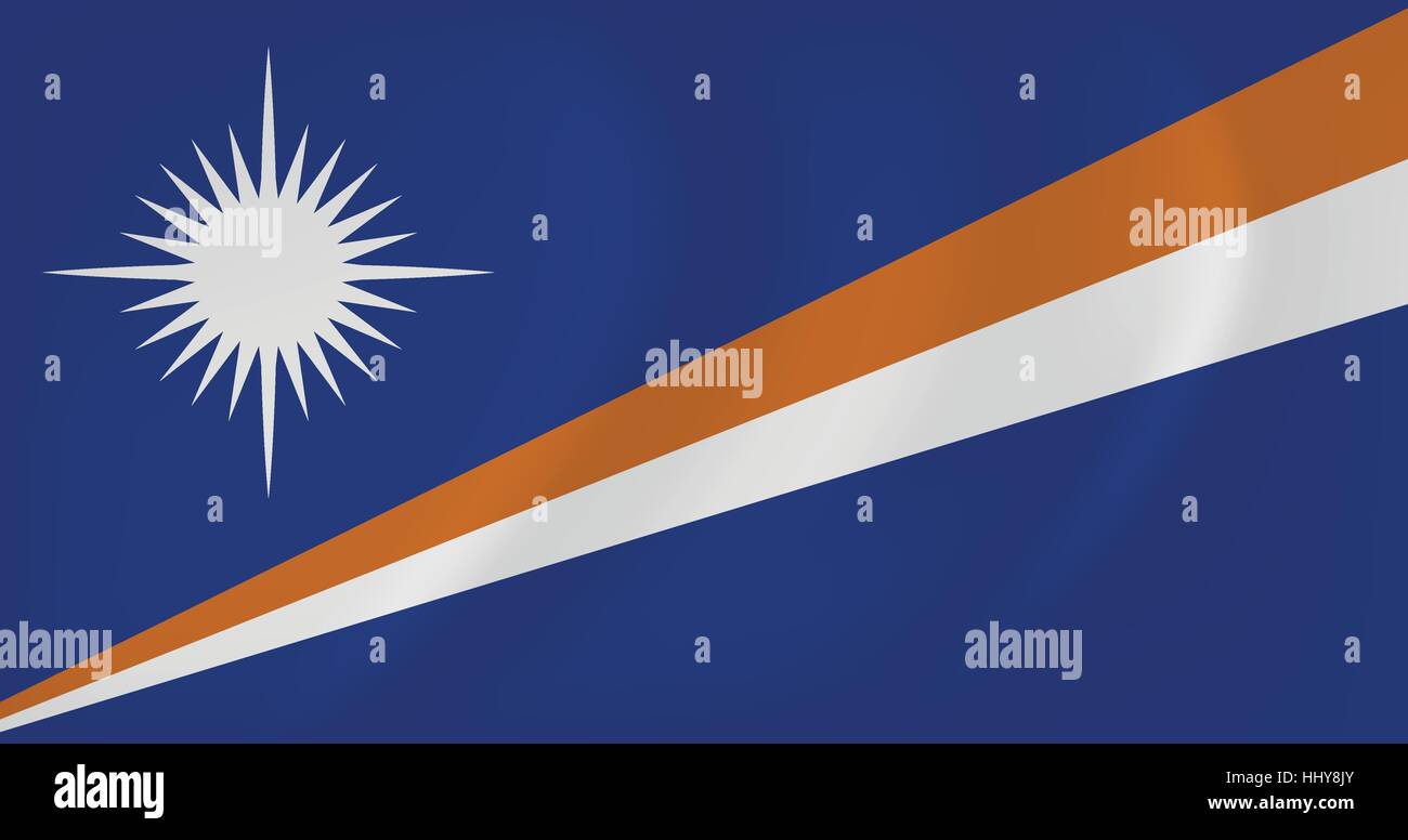 Vector image of the Marshall Islands waving flag Stock Vector