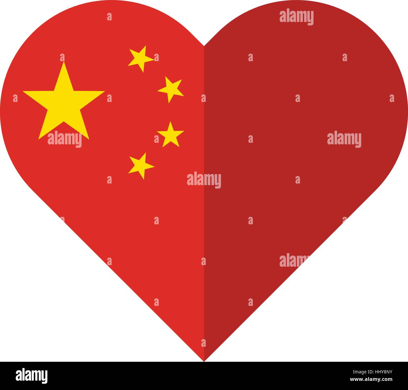 Vector image of the People's Republic of China flat heart flag Stock Vector