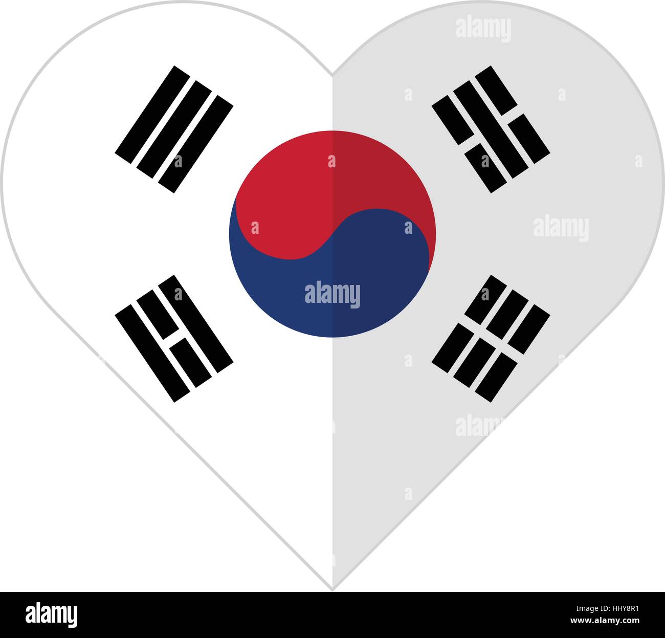 Republic of Korea flat heart flag Republic of Korea flat heart flag Stock Vector