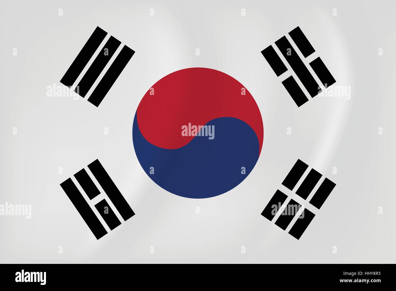 Vector image of the Republic of Korea waving flag Stock Vector