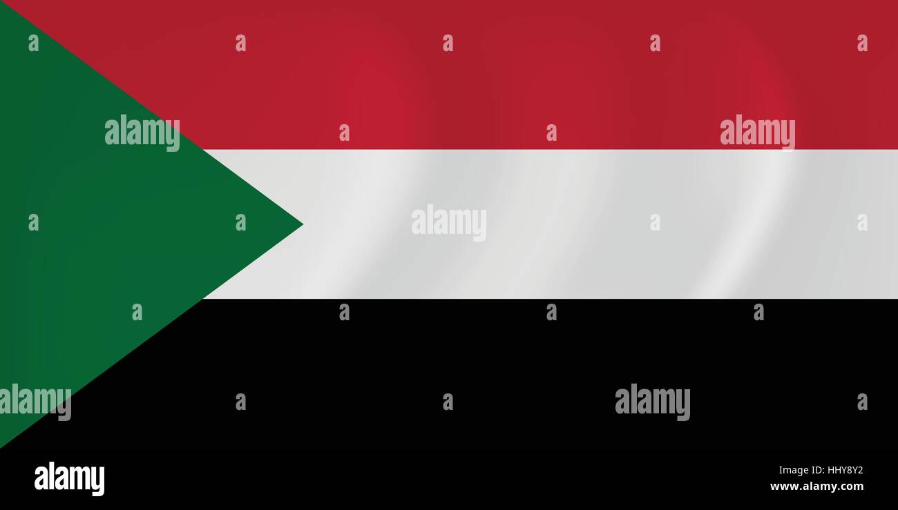 Vector image of the Sudan waving flag Stock Vector