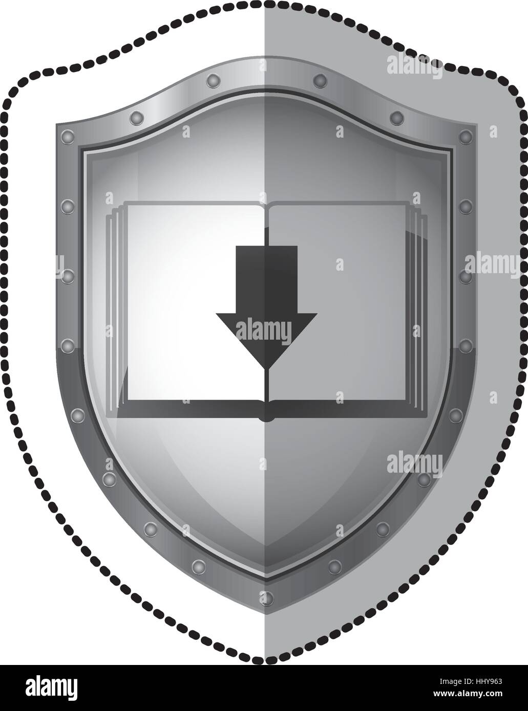sticker shield with notebook and arrow shading vector illustration ...