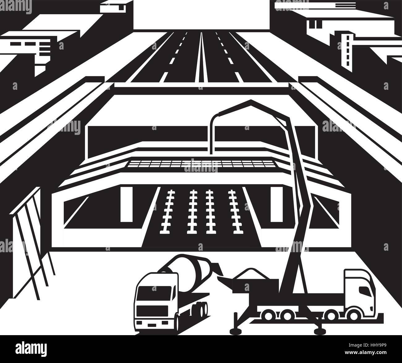 Construction of subway station in city - vector illustration Stock Vector