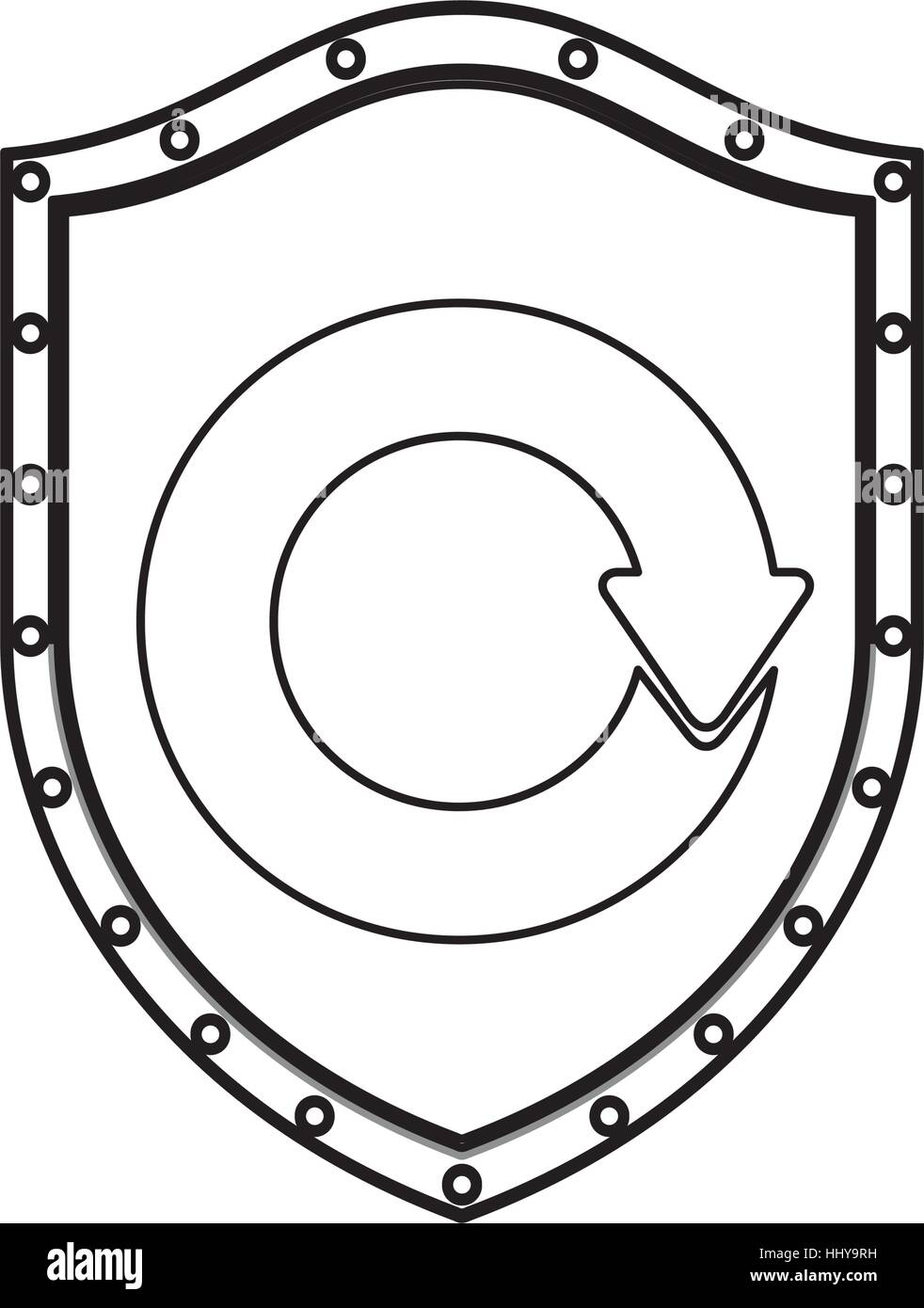 monochrome silhouette with shield with reuse symbol vector illustration ...