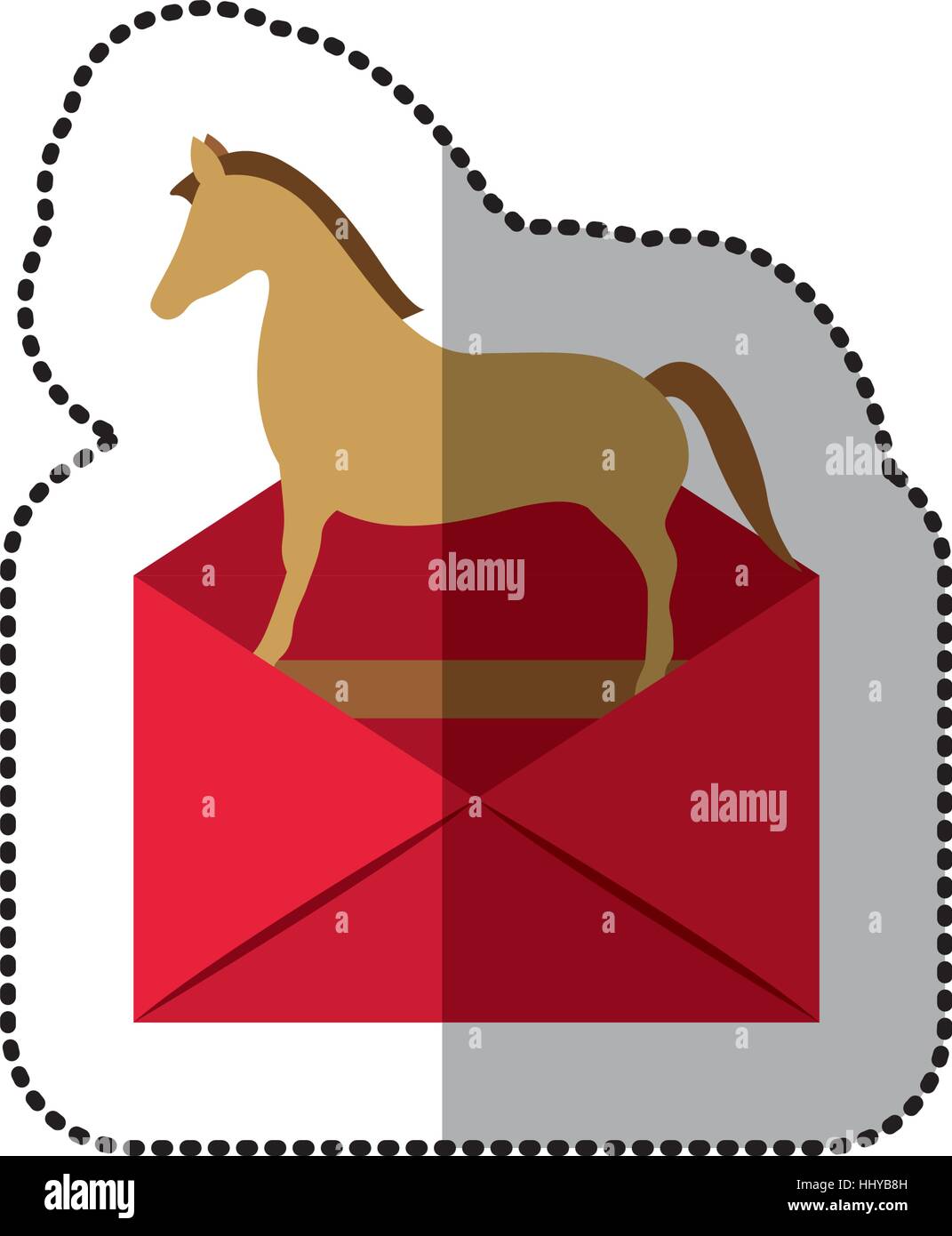 colorful middle shadow sticker of mail virus trojan horse vector ...